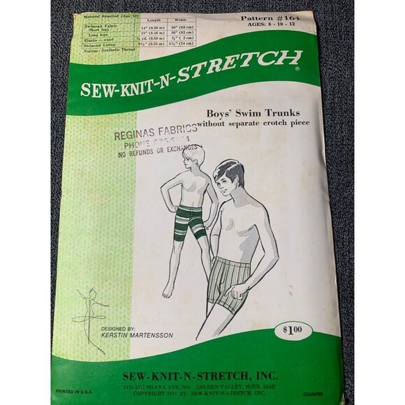Sew Knit N Stretch Sew Boys Swim Trucks Sewing Pattern sz 8 10 12 161 - uncut - Picture 11 of 11